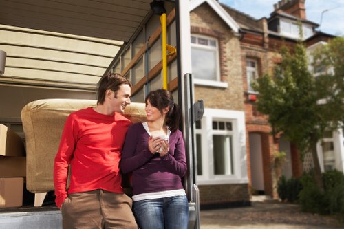 Removal van outside a residential street in Finchley